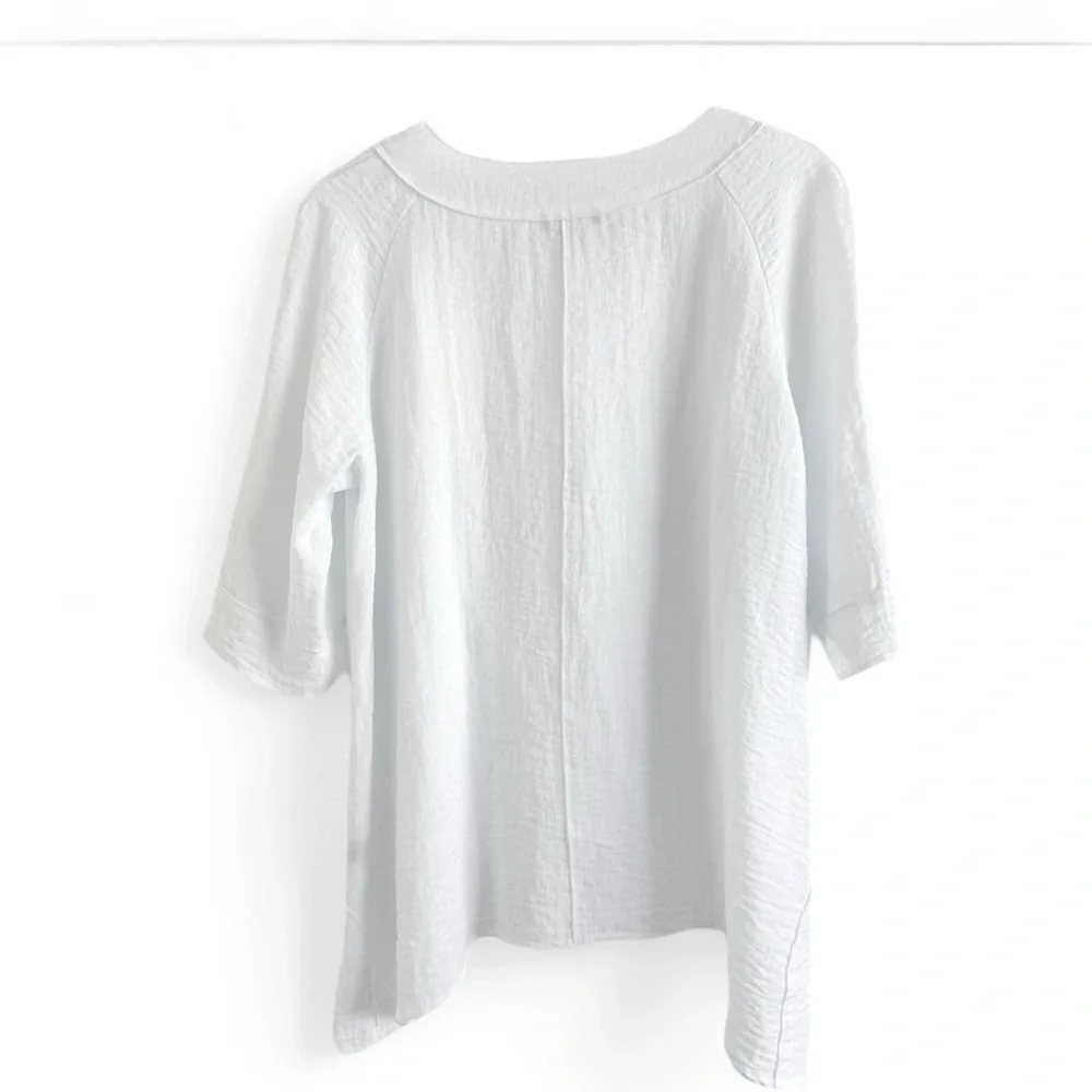 HABITAT LAGENLOOK WHITE SHARKBITE HEM 3/4 SLEEVES TOP SZ S - Picture 3 of 4